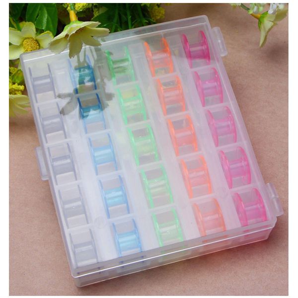 

25pcs colorful plastic case sewing machine empty bobbins spools storage