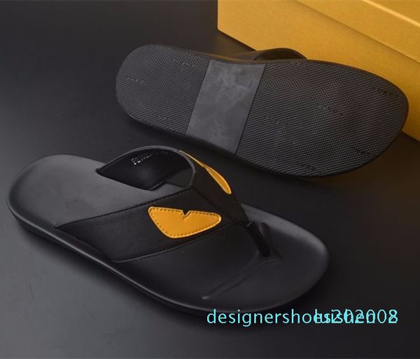 

2020 new summer latest flip flops male leather black slippers man sandals slipper at02 d08