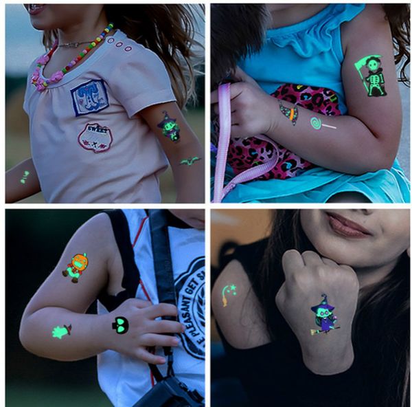 

christmas tattoo sticker body art fluorescent luminous waterproof temporary tattoo sticker halloween decal kids tattoo party supplies e92703