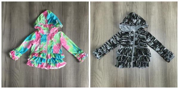 

clothing sets girlymax fall/winter baby girls cotton long sleeve t-shirt tie dyed camo hoodie raglans children clothes ruffles zipper co, White