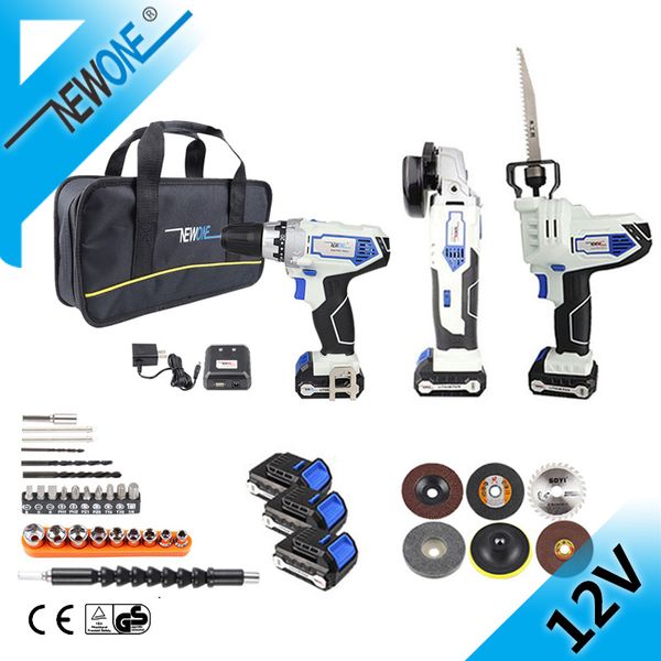 

newone 12v cordless combo kit lithium-ion drill electric with grinder grinding for diy home power tool sets