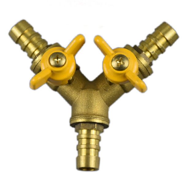 

ball shut off brass 3 way y shaped connector fuel gas fitting large flow