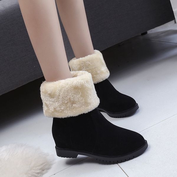

women snow boots two way wear women winter ladies warm boots fur suede flat woman fashion ankle boot female casual shoes 8hg6, Black