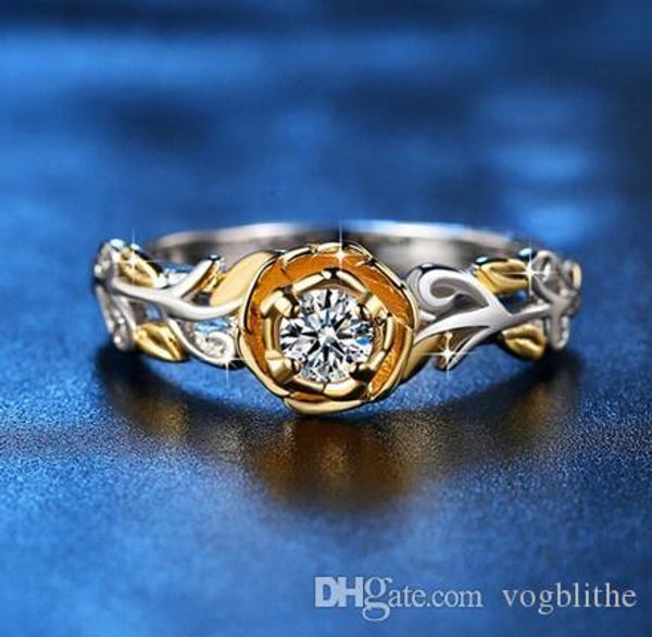 

luxury female small rose flower ring gold rose gold wedding jewelry promise engagement rings for women valentine's day gifts