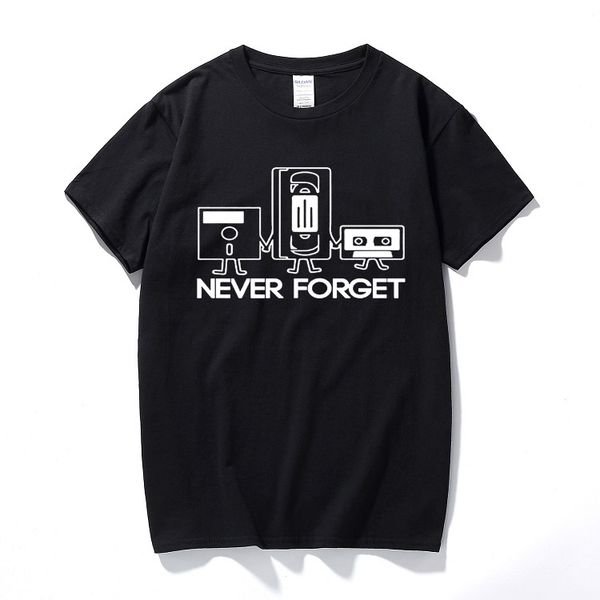 

мода новых tshirts мужчины с коротким рукавом не забывают floppy disc vhs cassette tech geek печати футболка мужских нижние футболки