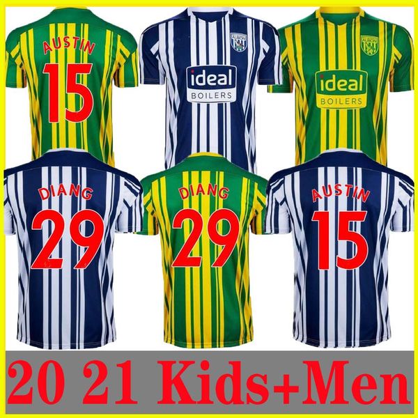 

20 21 west bromwich albion home soccer jersey 2020 2021 away football shirt kit camiseta de fÃºtbol west brom men + kids robson-kanu townsend, Black;yellow