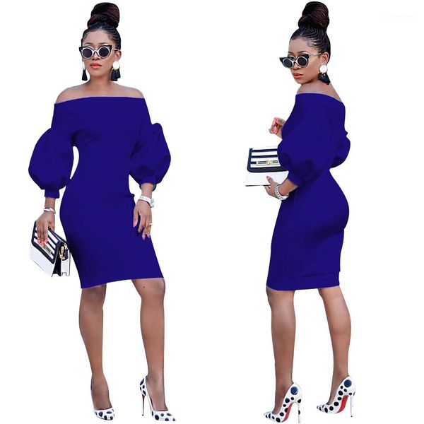 

bodycon dresses fashion designer slash neck puff long sleeve dresses women asymmetrical dresses female spring autumn, Black;gray