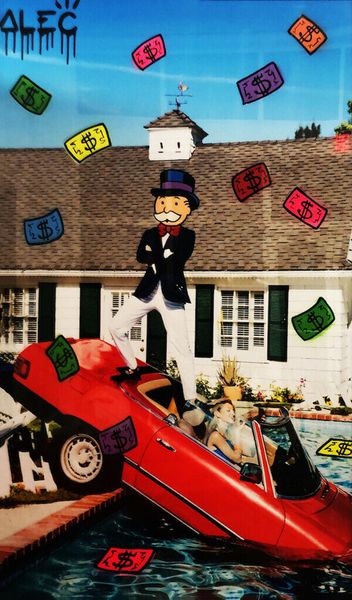 

alec monopoly graffiti art wall decor car in pool home decor handpainted &hd print oil painting on canvas wall art canvas pictures 200821