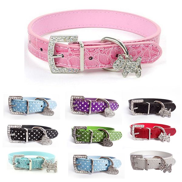 

dog collars & leashes crystal rhinestone small pet collar puppy buckle dogs adjustable animal neck strap necklace leash accessories
