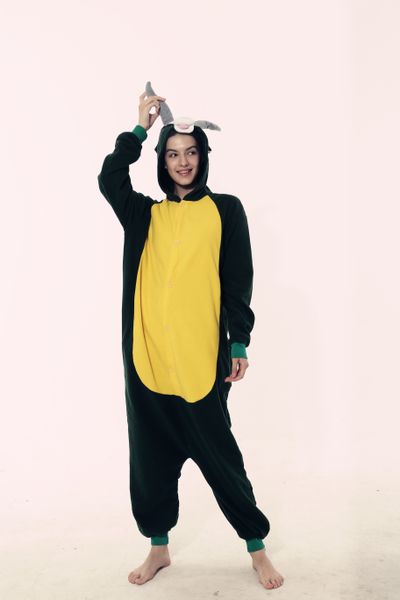 

flannel pajamas animal one-piece mascot pajamas cartoon men's and women's winter coral thickened 30, Red;yellow