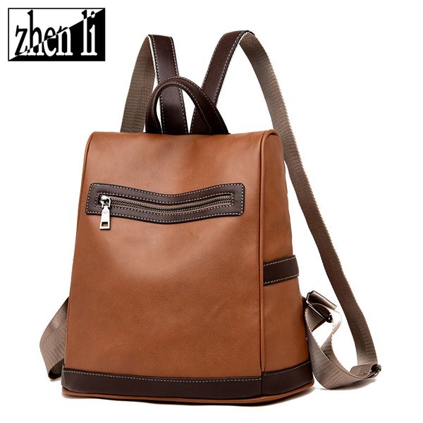 

leather luggage tag20202020 retro pu leather backpack womens new style popular sewing thread soft surface backpack wholesale purse hook