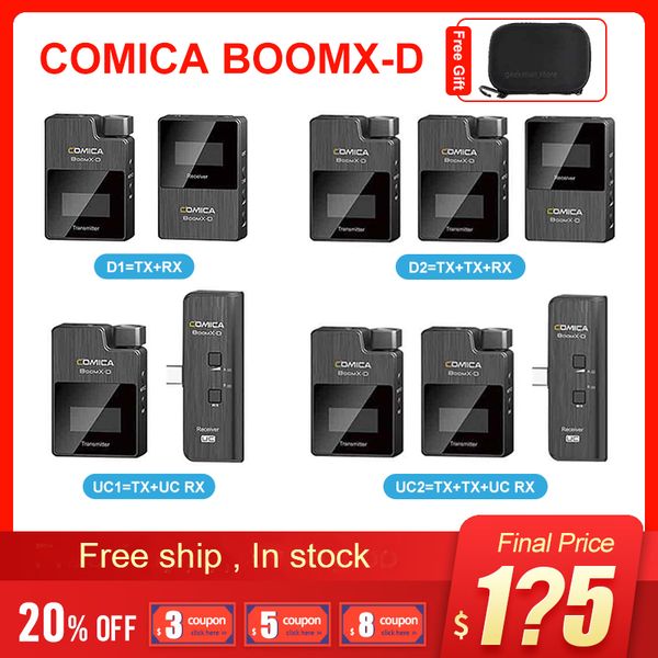 

comica boomx-d d2 wireless digital microphone 2.4g transmitter kit mini cellphone microphone receiver for fimi plam feiyu pocket