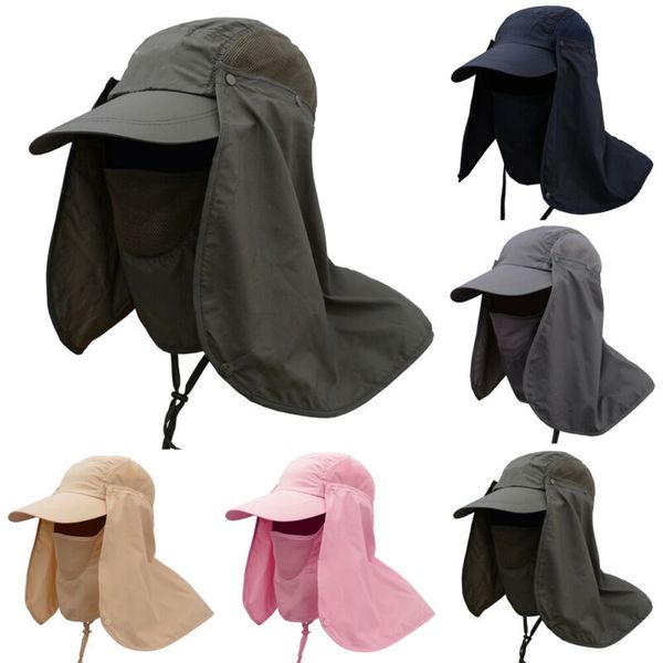 

360Â°outdoor uv protection ear flap neck cover sun hat cap fishing hunting hiking, Blue;gray