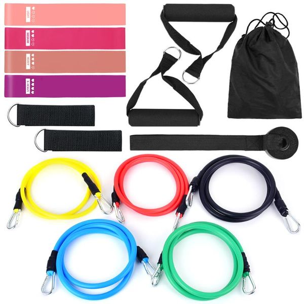 

tomshoo 17pcs latex resistance bands set gym door anchor ankle straps with bag yoga exercise fitness band rubber loop tube bands