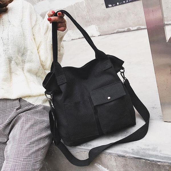 

canvas big bag tot female commuter bag literary student casual woman large capacity shoulder bag solid color shopping lady