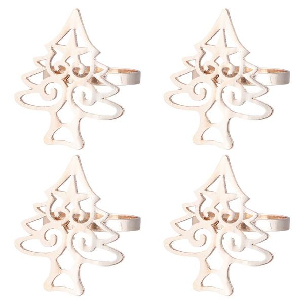 

4pcs napkin buckles christmas tree shape alloy napkin holders for dinner