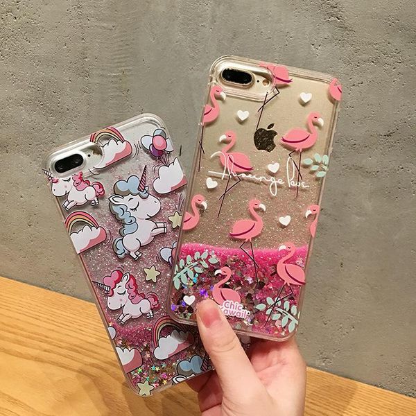 

cgjxsfor iphone x 6 7 8 plus case luxury phone case quicksand ice cream soft silicone full protection dynamic liquid glitter cases
