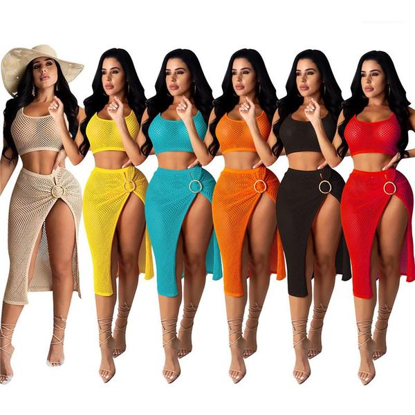 

out split famale beach dresses wrapped chest with ring short womens clothing designer two piece set hollow, White