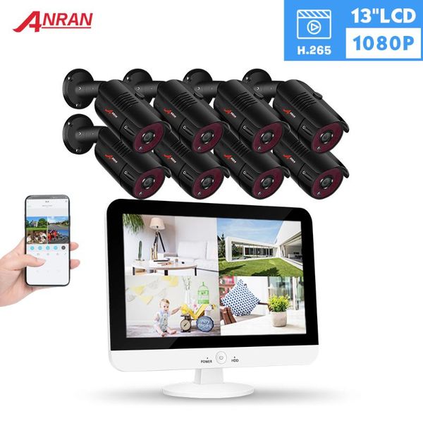 

anran 13 inch ahd dvr cctv security system 1080p ir night vision ahd camera system outdoor 4/8 ch dvr video surveillance