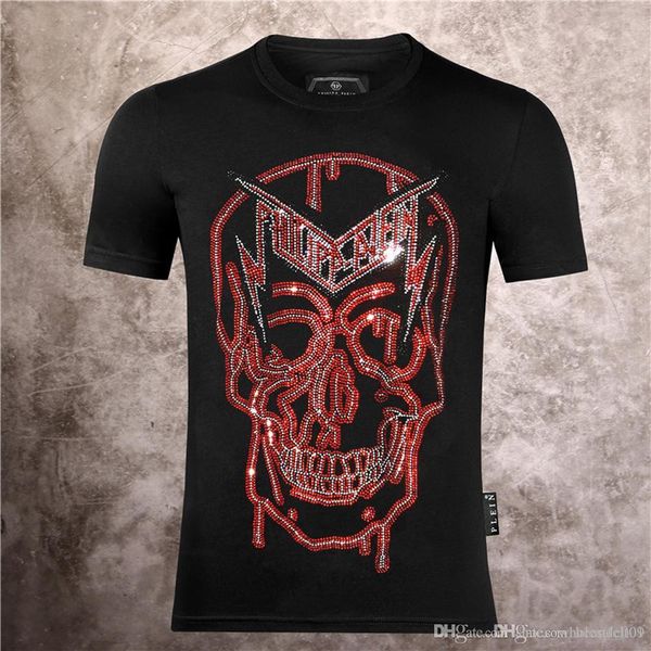 

philip plain brand mens designer t shirts firmata uomo fashion luxury designer t shirt summer homme mens skull tshirt tee 123, White