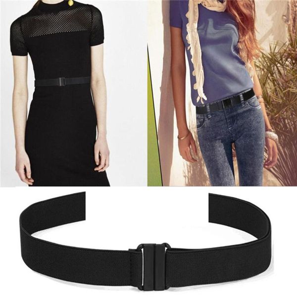 

awaytr buckle-slim stretch invisible belt simple lazy canvas belts for jeans pants casual elastic nylon long belt waistband, Black;brown