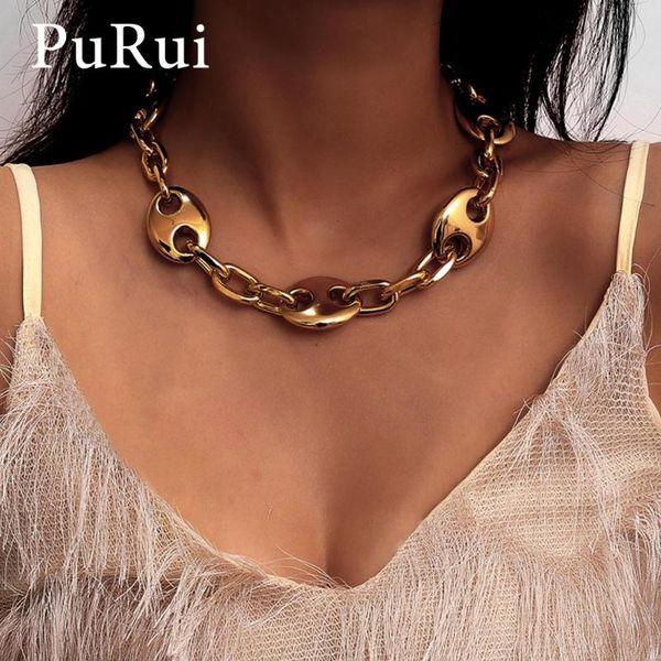 

chokers punk chunky chain choker necklace women hiphop gothic charm pendants statement collar jewelry, Golden;silver