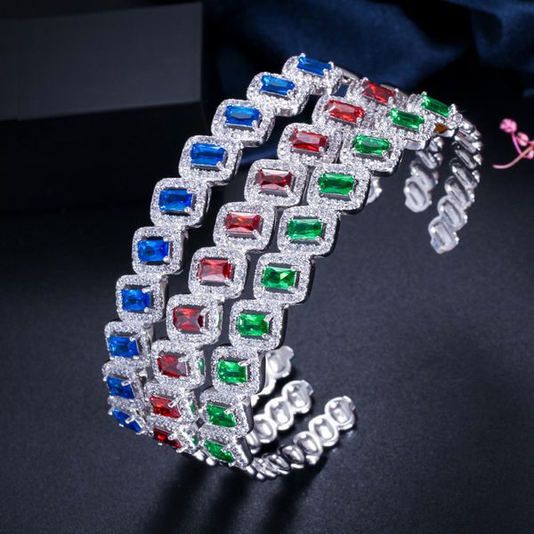 

luxury bracelets bangles cubin zirconia red blue green crystals fashion elegant women's/girl's bracelets gift for ladies, Black