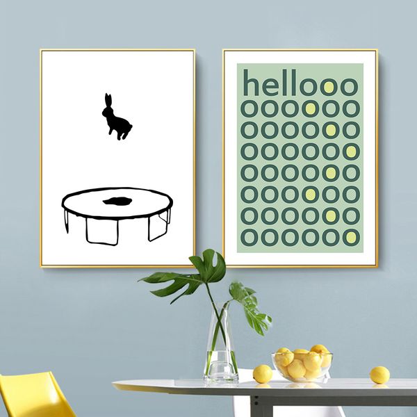 

питомник canvas картина стены искусства плакаты и печать привет письма jumping rabbit картинки for baby дети спальня украшение