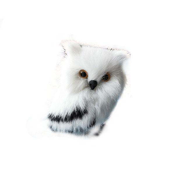 

home decor simulation bird living room white black furry owl ornament table top