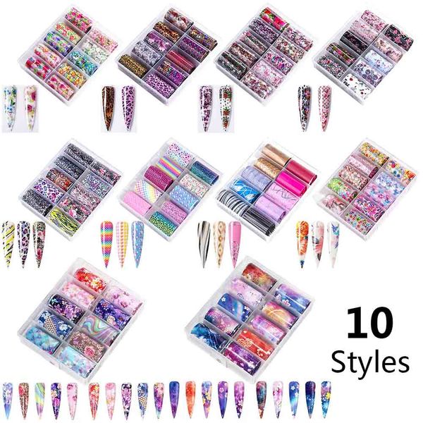 

популярная 10 шт цветов nail art фольга transfer slider смешанные конструкции цветок розы diy nail наклейки фольги uv gel клей обертывания, Black