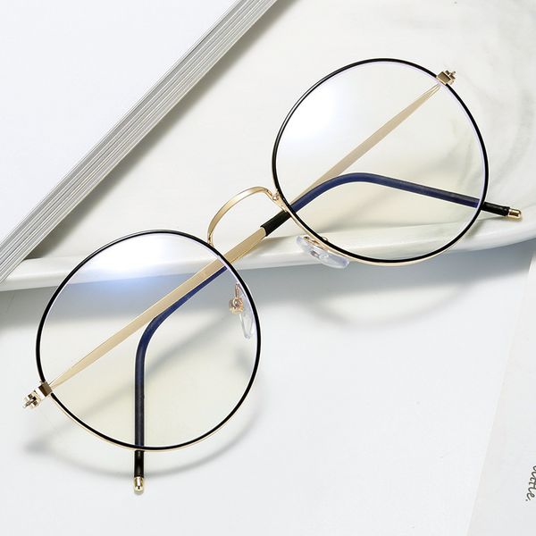 

sunglasses oulylan computer glasses men anti blue light eyeglasses women vintage round metal spectacles frame retro optical frames, White;black