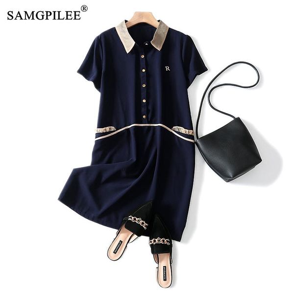 

women dresses summer 2020 casual a-line solid short sleeve knee-length empire plus size dress summer clothes for women 4xl, White;black