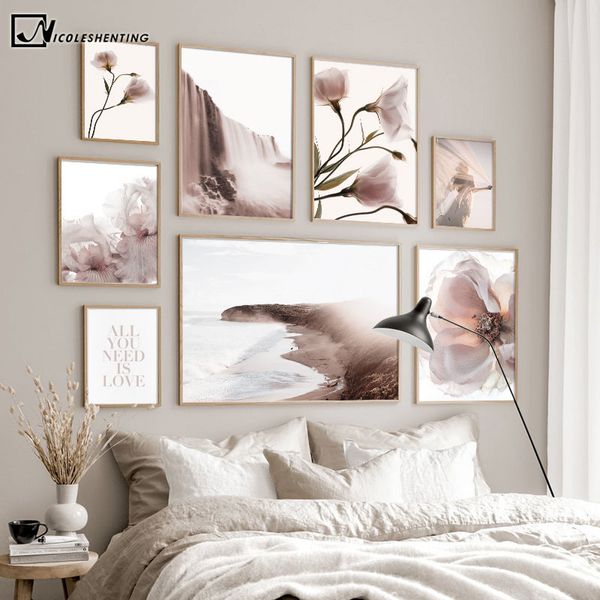 

boho style canvas painting floral beach scandinavian poster nordic print pgraphy creative wall art picture modern decoration