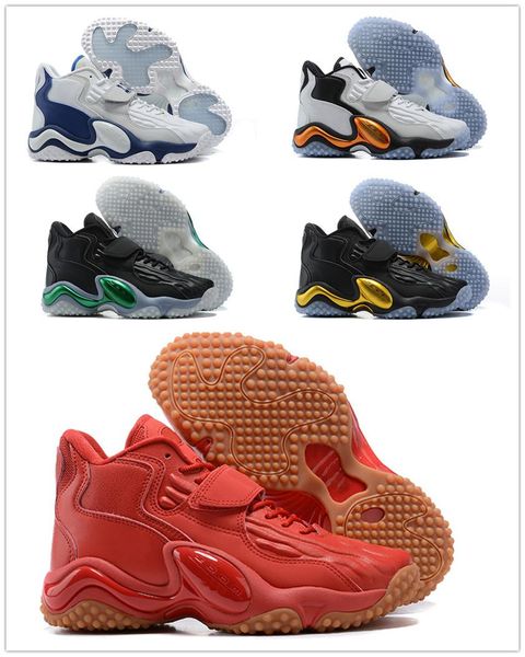 

20th anniversary zoom turf jet 97 qs sanders challenge red deep royal blue black gold men basketball shoes training sneaker sports shoes, White;red