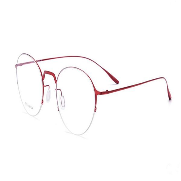 

retro fashion half rim titanium screwless round frame prescription lens eyewear anti-fatigue ultralight reading glasses, White;black