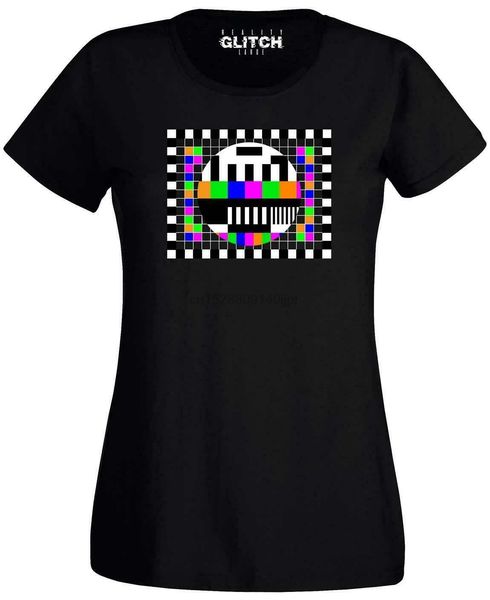 

reality glitch tv error test card colours womens t-shirt