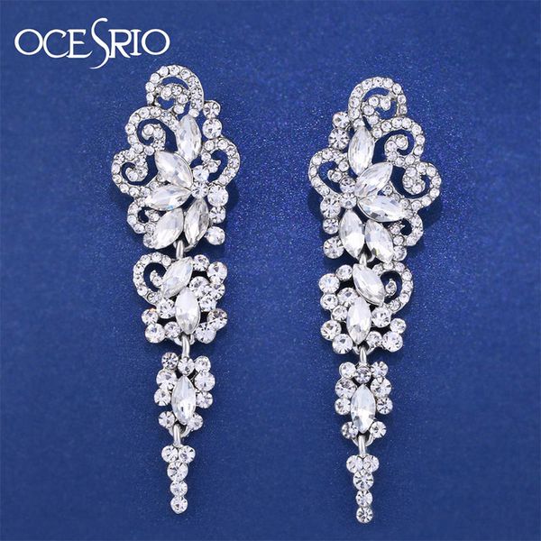 

ocesrio luxury austrian crystal drop earrings silver color bridal wedding earrings for women fashion jewelry accessories ers-j02