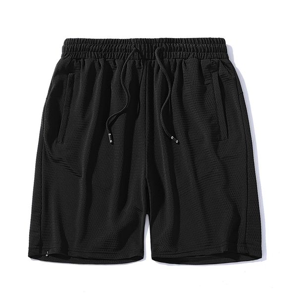 

summer large size-sports shorts with drawstring solid color sports training air conditioner shorts 19881, White;black