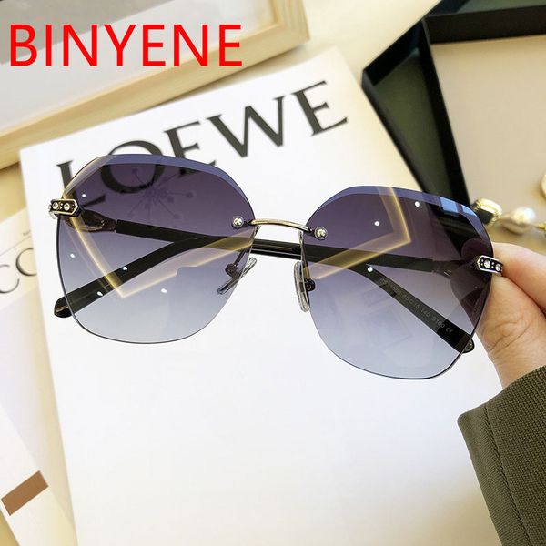 

polarized oversized sunglasses 2020 women fashion rimless sunglasses luxury exquisite eyewear oculos feminino big shades, White;black