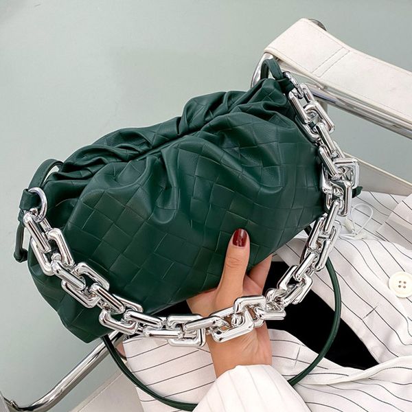 

thick chain pu leather crossbody bags for women trend women's designer shoulder bags handbags ladies fashion cloud hand bag