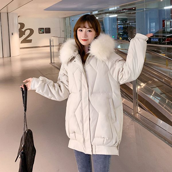 

2020 winter women coat fashion down cotton jacket plus size fur collar cotton padded parka female clothing, Black