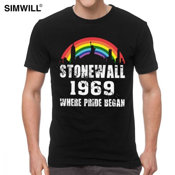 

stonewall 1969 where pride began t shirt men novelty short sleeves soft cotton tees o neck lgbt t-shirt regular fit fashion