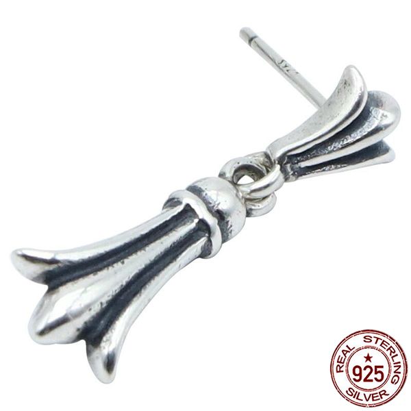 

100% s925 sterling silver stud earrings personality fashion retro punk style cross simple style jewelry gifts for lovers hot, Golden;silver