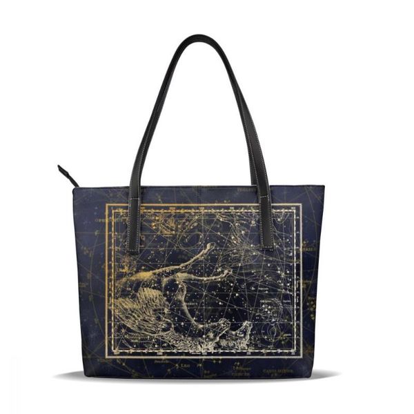 

noisydesigns constellations printing handbags for women girl shoulder bag ladies femme shopping bag pu leather