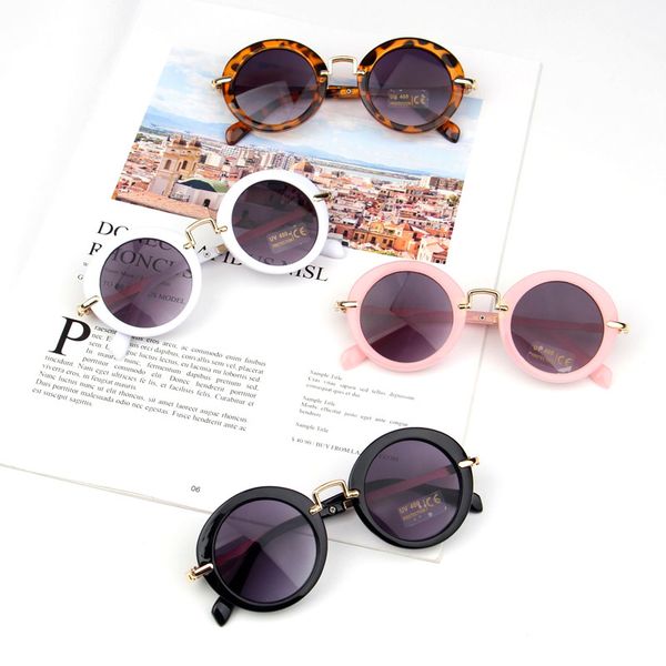 

fashion round kids sunglasses children sun glasses anti-uv baby vintage eyeglasses girl cool 6 color infantil uv400, White;black
