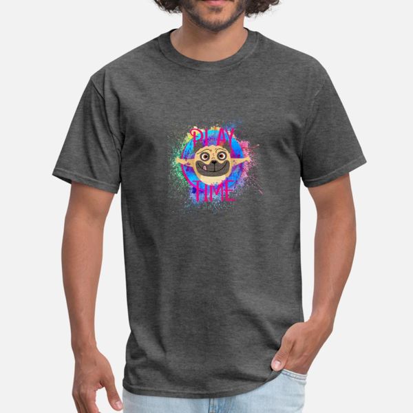 

play time pug t shirt men customize tee shirt plus size 3xl loose fashion summer style letter shirt
