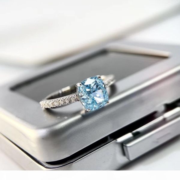 

fashion- senior designer blue ocean blue gemstone band edge drill s925 pure silver plated 18k gold fashionable female jewelry