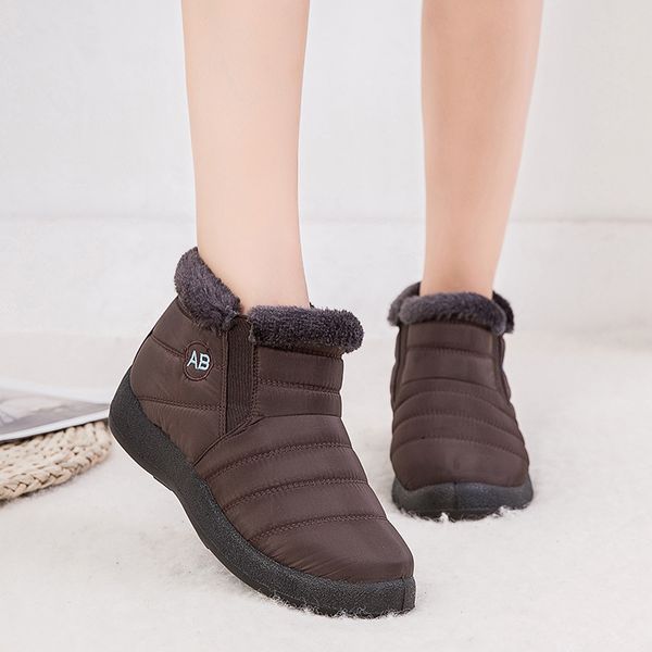

женщины snow boots разминка короткий плюш шерсти зимы ботильоны плюс размер женская обувь женский zip комфорт теплые обувь обувь, Black