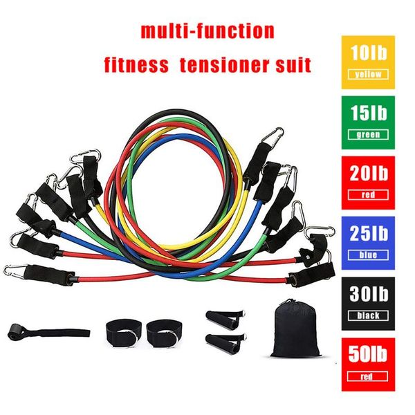 

12pcs tpe resistance band latex strength gym equipment home elastic pull rope fitness workout body building equipment drop ship