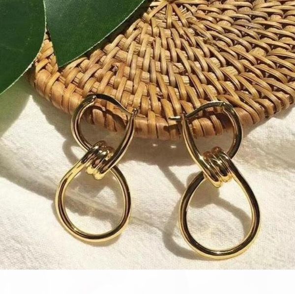 

luxury designer jewelry cc earrings simple smooth lines earrings with knotted studs women banquet jewelry valentine gift, Golden;silver